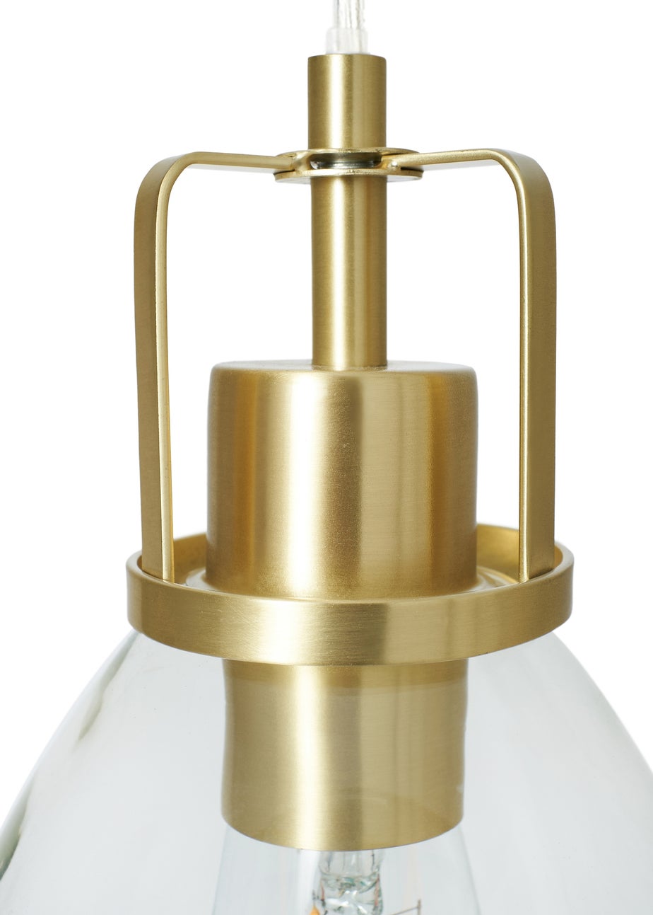 INLIGHT BRECKEN Glass 3 Light Diner Pendant Brass (40-110cm x 90cm)