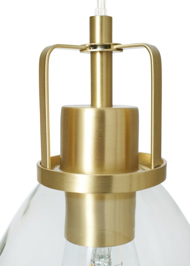 INLIGHT BRECKEN Glass 3 Light Diner Pendant Brass (40-110cm x 90cm)