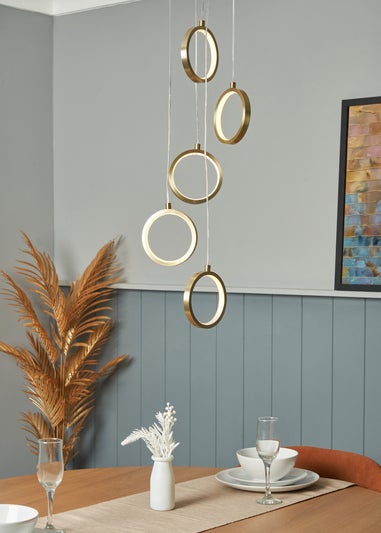 INLIGHT RIYAH 5 RING LED Brass Cluster (40-120cm x 30cm)