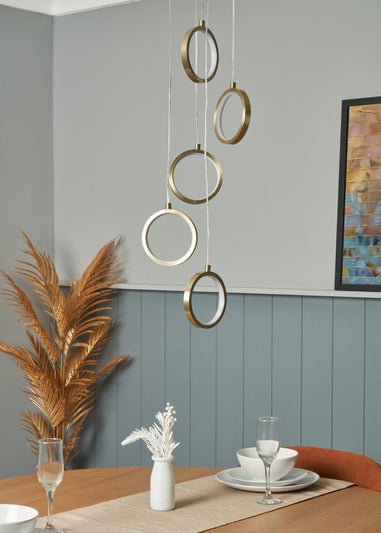 INLIGHT RIYAH 5 RING LED Brass Cluster (40-120cm x 30cm)