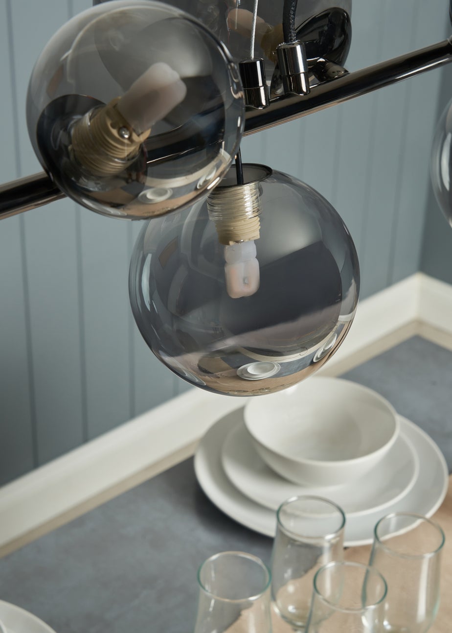 INLIGHT ORBIE 7 Light Diner Pendant Black Chrome (45-115cm x 75cm)