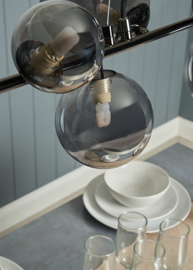 INLIGHT ORBIE 7 Light Diner Pendant Black Chrome (45-115cm x 75cm)