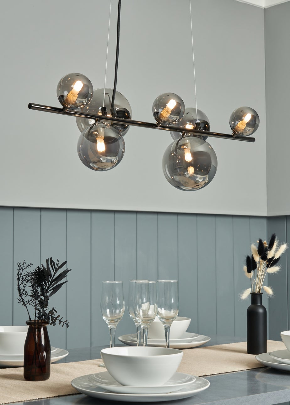 INLIGHT ORBIE 7 Light Diner Pendant Black Chrome (45-115cm x 75cm)