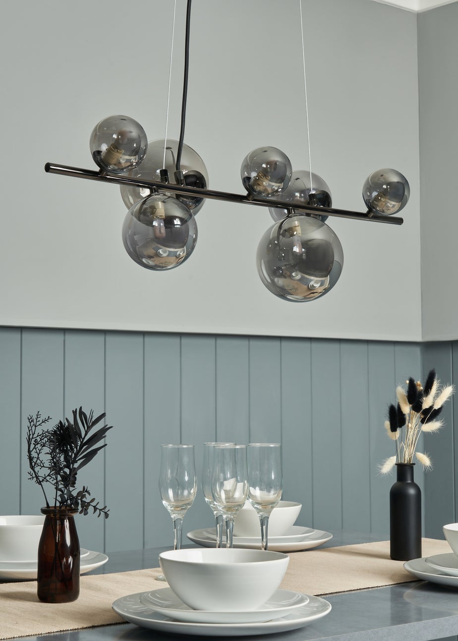 INLIGHT ORBIE 7 Light Diner Pendant Black Chrome (45-115cm x 75cm)
