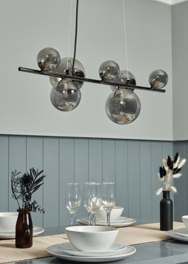 INLIGHT ORBIE 7 Light Diner Pendant Black Chrome (45-115cm x 75cm)