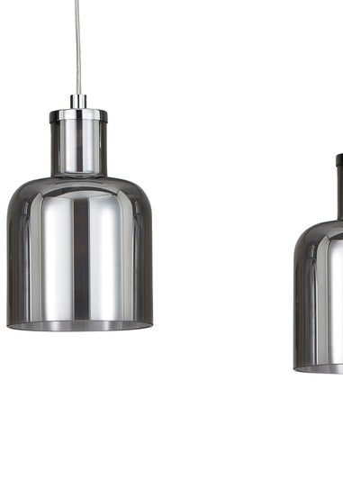 INLIGHT JAVARI 3 Light Diner Pendant Chrome & Smoke (40-100cm x 70cm)