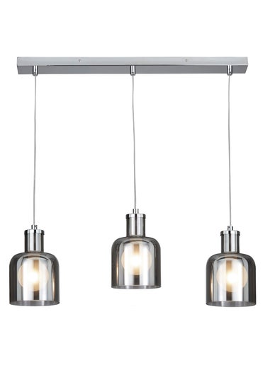 INLIGHT JAVARI 3 Light Diner Pendant Chrome & Smoke (40-100cm x 70cm)