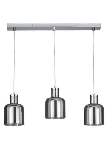 INLIGHT JAVARI 3 Light Diner Pendant Chrome & Smoke (40-100cm x 70cm)