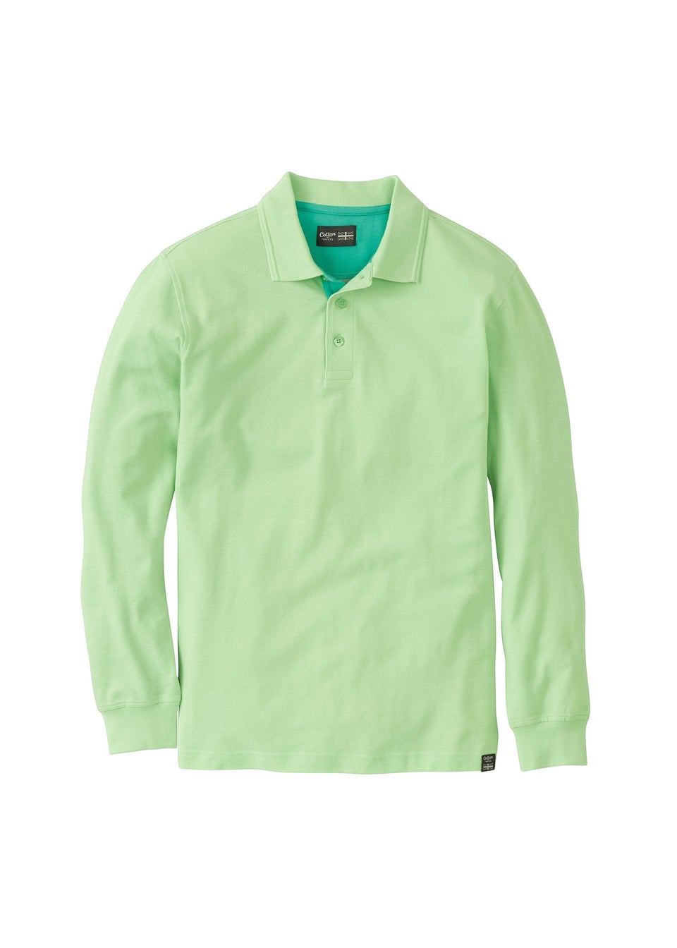 Cotton Traders Pale Lime Long Sleeve Polo Shirt