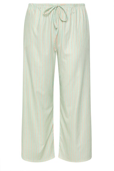 Yours Limited Collection Curve Mint Green & Pink Stripe Wide Leg Trousers