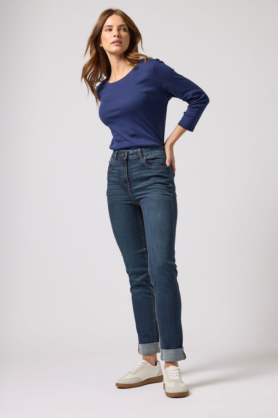 M&Co Blue Mid Wash Ankle Grazer Cigarette Jean