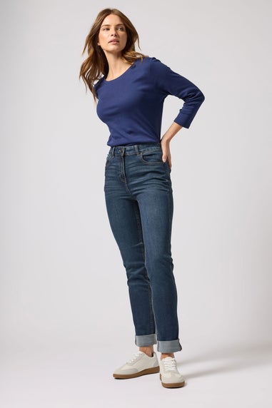 M&Co Blue Mid Wash Ankle Grazer Cigarette Jean