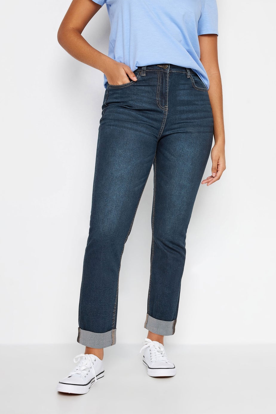 M&Co Blue Mid Wash Ankle Grazer Cigarette Jean