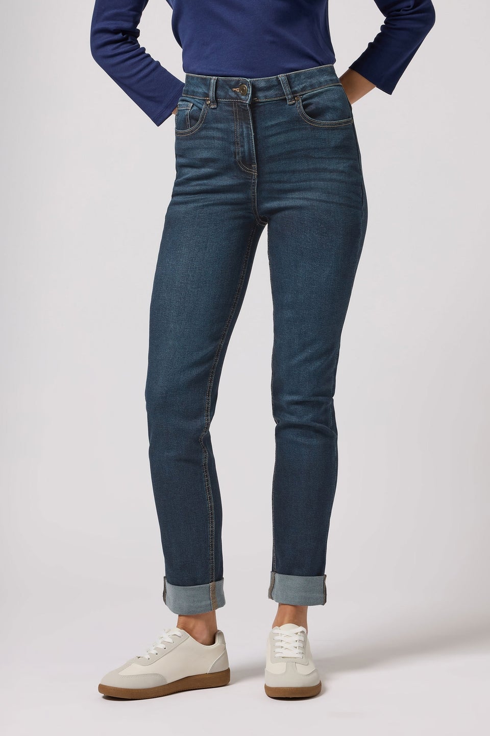 M&Co Blue Mid Wash Ankle Grazer Cigarette Jean