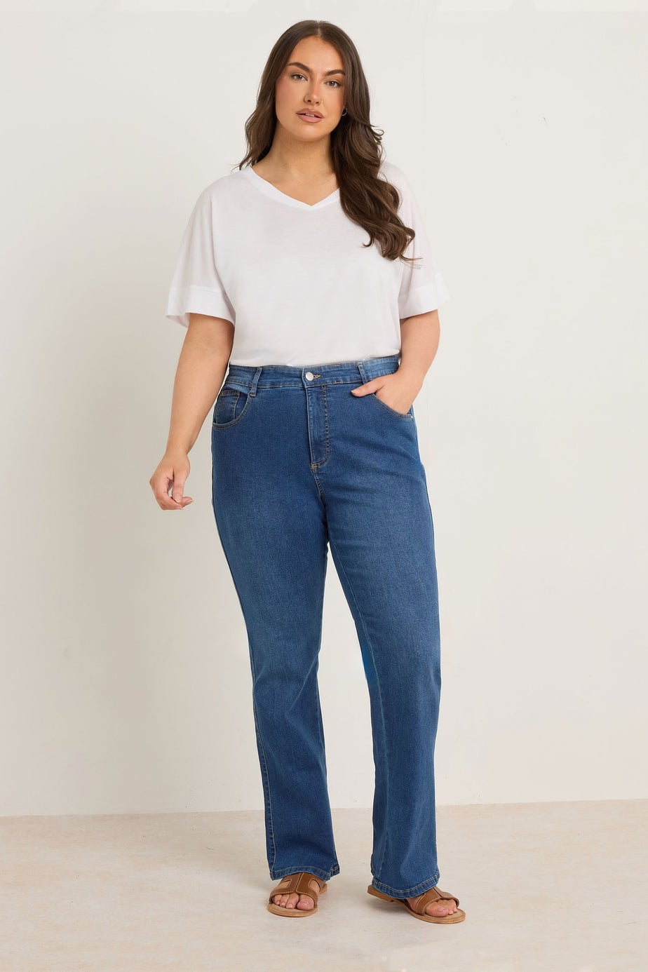 Evans Curve Mid Blue Denim Bootcut Jeans