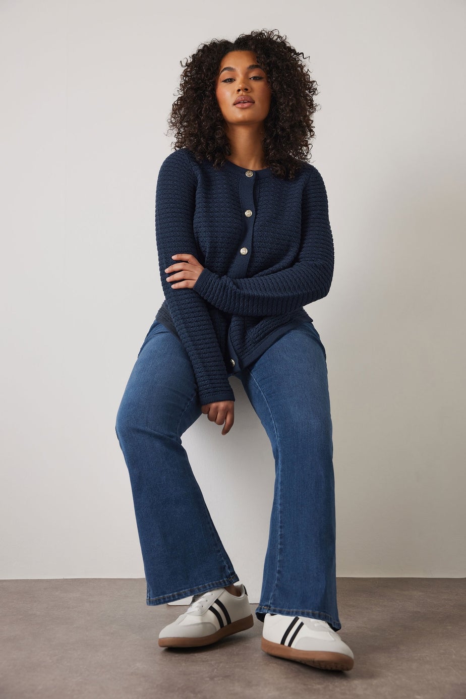 Evans Curve Mid Blue Denim Bootcut Jeans