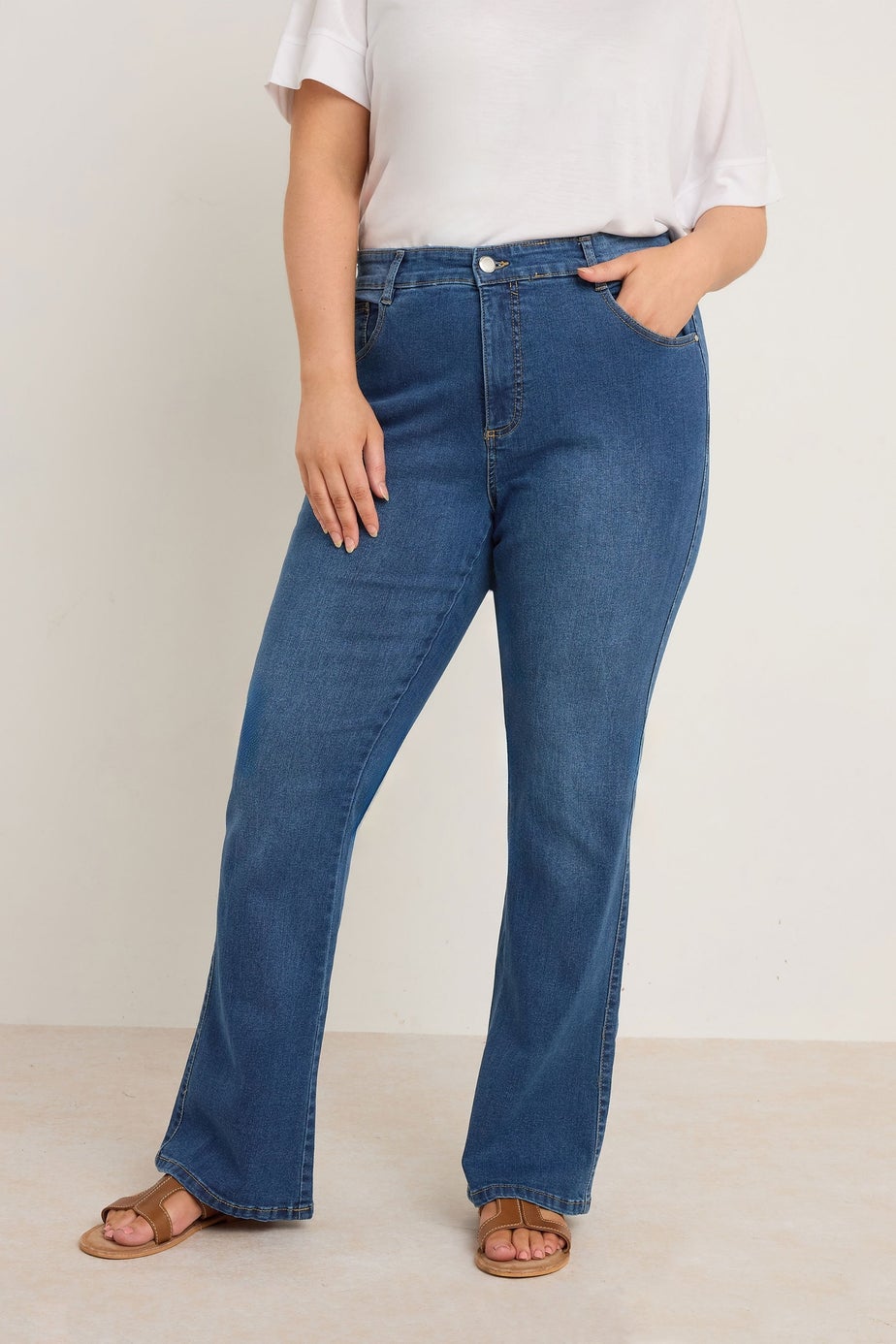 Evans Curve Mid Blue Denim Bootcut Jeans