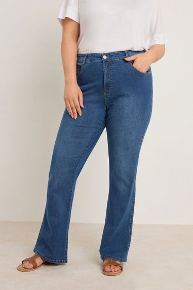 Evans Curve Mid Blue Denim Bootcut Jeans
