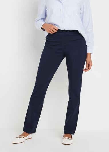 M&Co Navy Blue Straight Leg Bengaline Formal Trousers