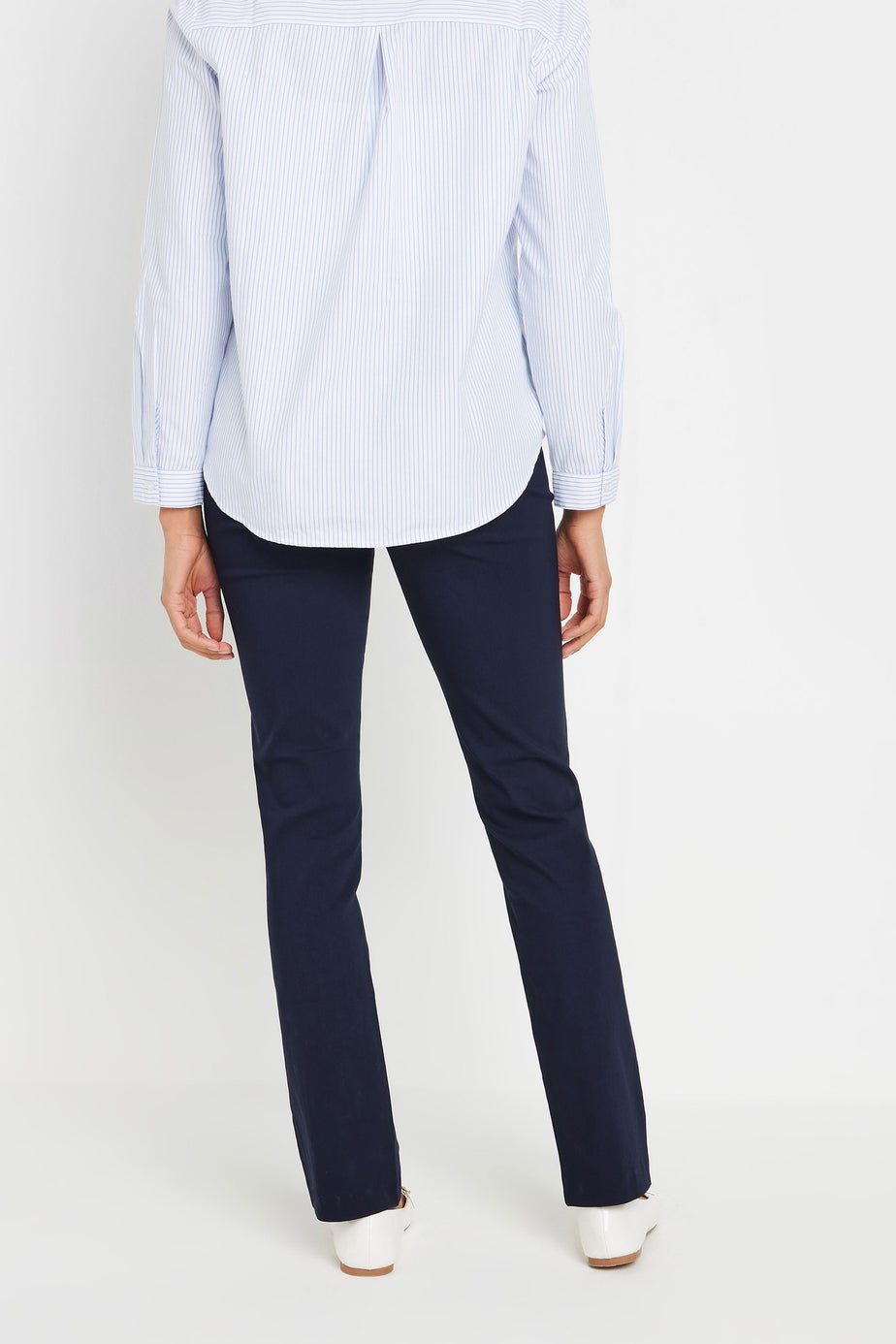 M&Co Navy Blue Straight Leg Bengaline Formal Trousers