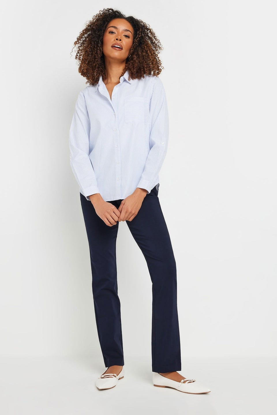 M&Co Navy Blue Straight Leg Bengaline Formal Trousers