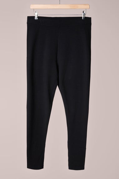 Evans Curve Black Cotton Stretch Leggings