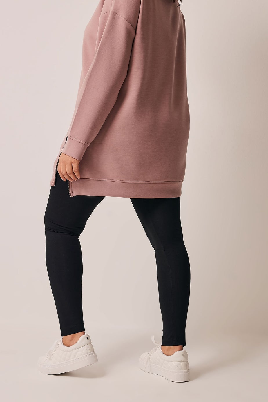 Evans Curve Black Cotton Stretch Leggings