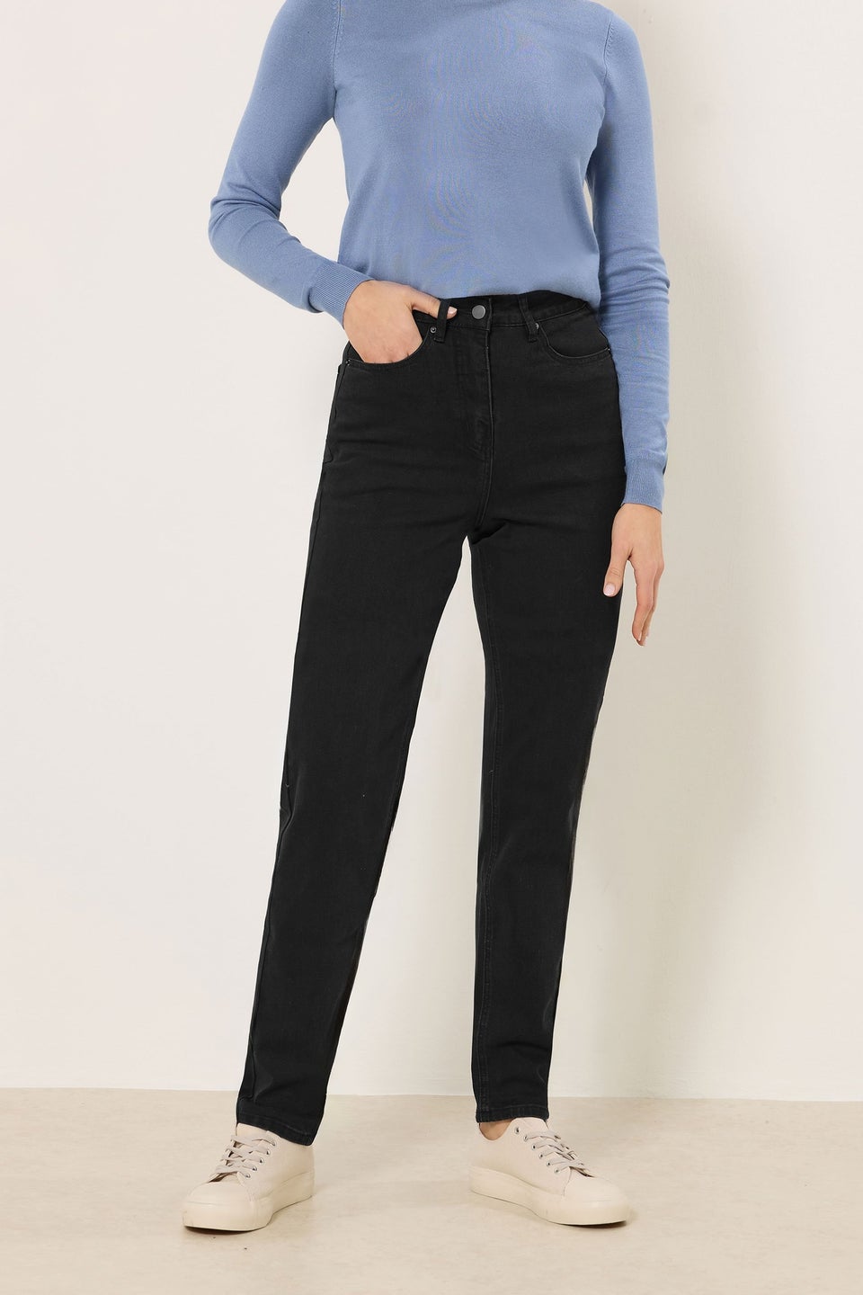 Long Tall Sally Black Washed UNA Stretch Mom Jeans