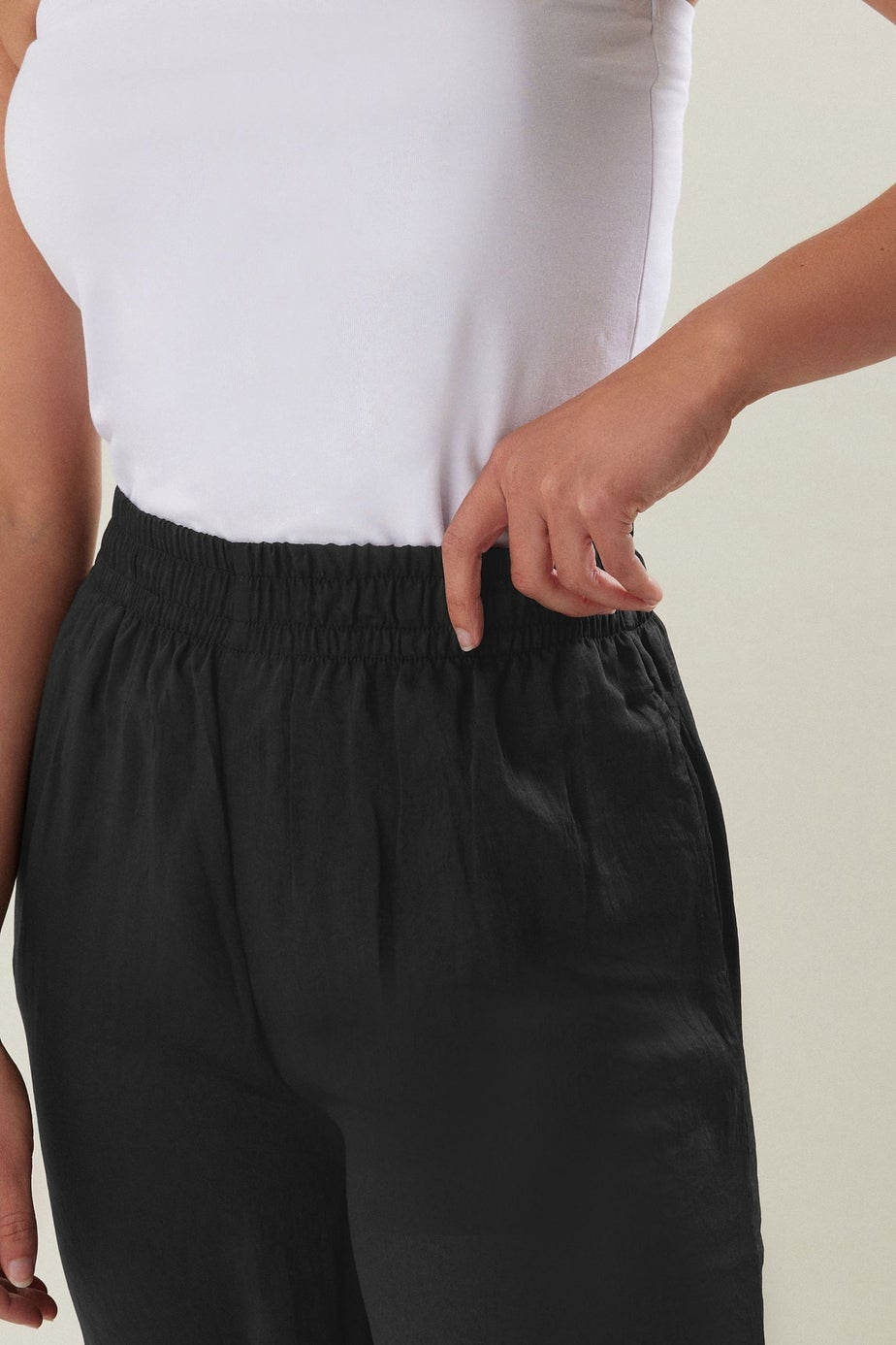 Long Tall Sally Black Matt Satin Wide Leg Trousers