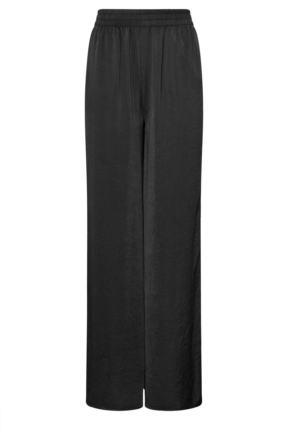 Long Tall Sally Black Matt Satin Wide Leg Trousers