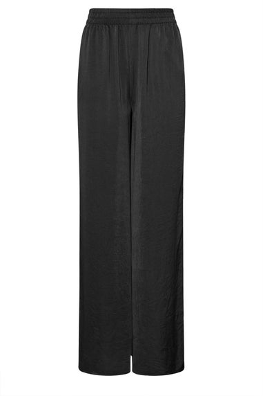 Long Tall Sally Black Matt Satin Wide Leg Trousers