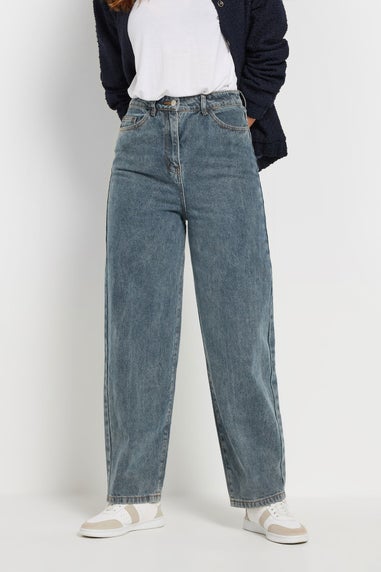 Long Tall Sally Blue Mid Wash Barrel Leg Jeans