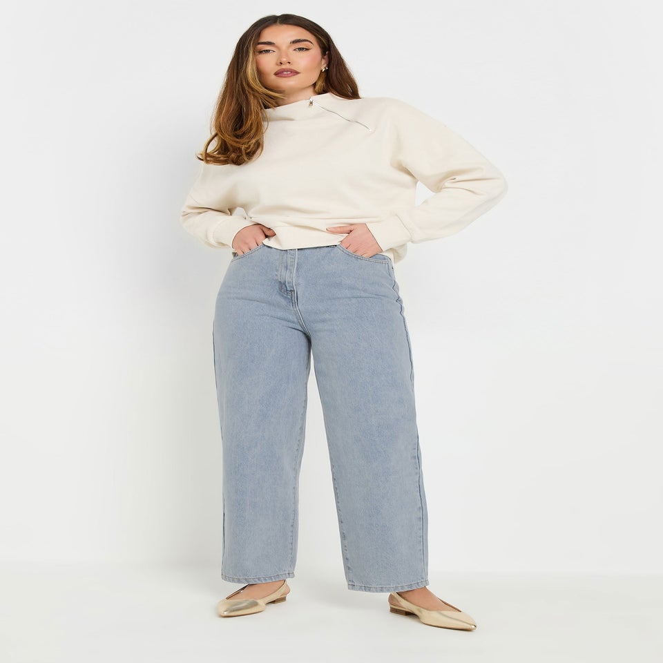 Long Tall Sally Light Blue Wash Barrel Leg Jeans