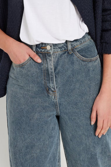 Long Tall Sally Blue Mid Wash Barrel Leg Jeans