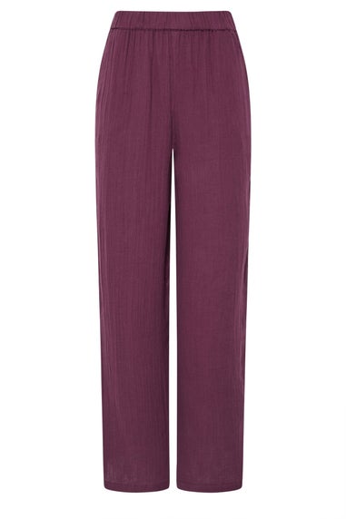 Long Tall Sally Dark Red Cotton Cheescloth Wide Leg Trousers