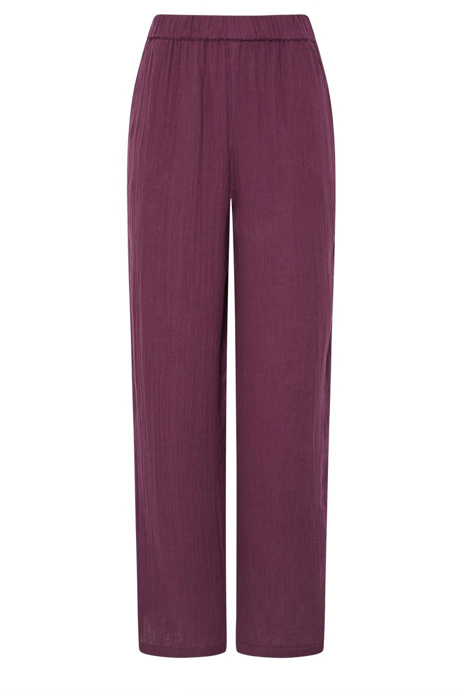 Long Tall Sally Dark Red Cotton Cheescloth Wide Leg Trousers
