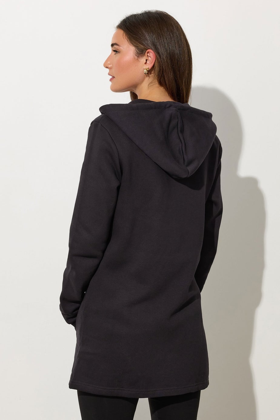 Long Tall Sally Black Cotton Longline Hoodie