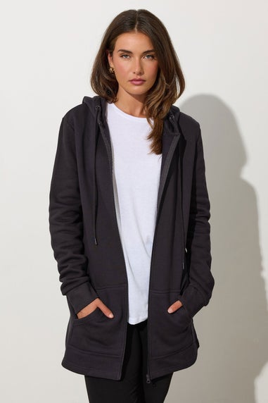 Long Tall Sally Black Cotton Longline Hoodie