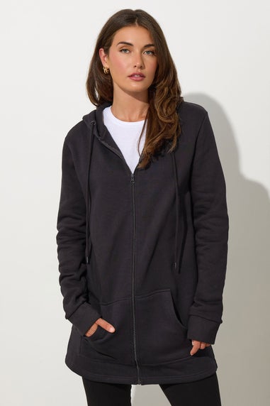 Long Tall Sally Black Cotton Longline Hoodie