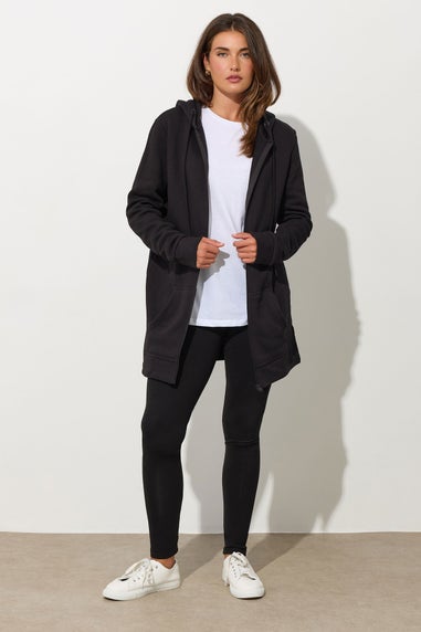 Long Tall Sally Black Cotton Longline Hoodie