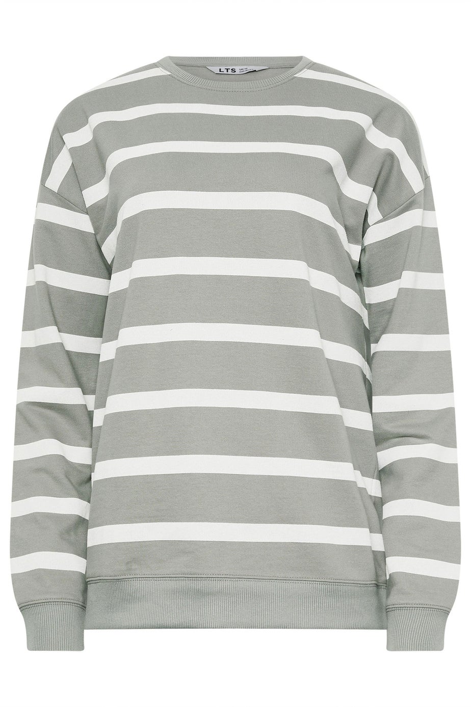 Long Tall Sally Grey Crew Neck Stripe Sweatshirt