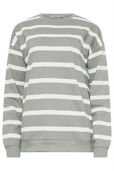 Long Tall Sally Grey Crew Neck Stripe Sweatshirt
