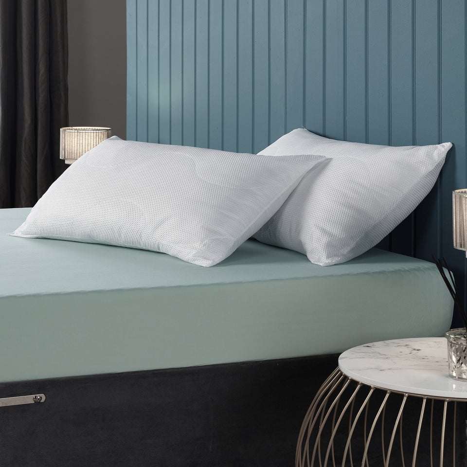 Downland White Luxury Waffle Pillow Pair