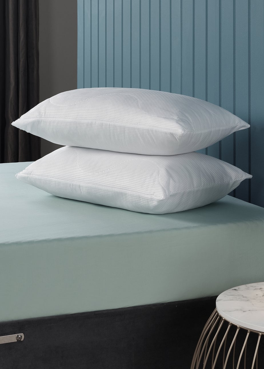 Downland White Luxury Waffle Pillow Pair