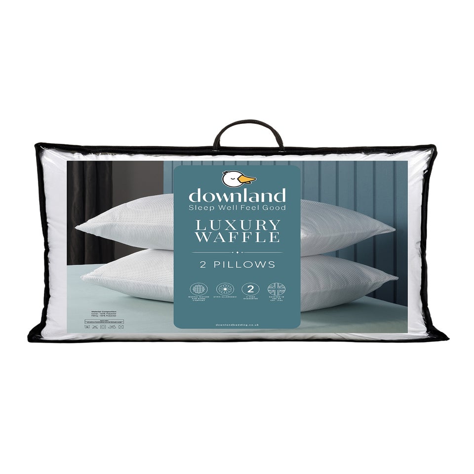 Downland White Luxury Waffle Pillow Pair