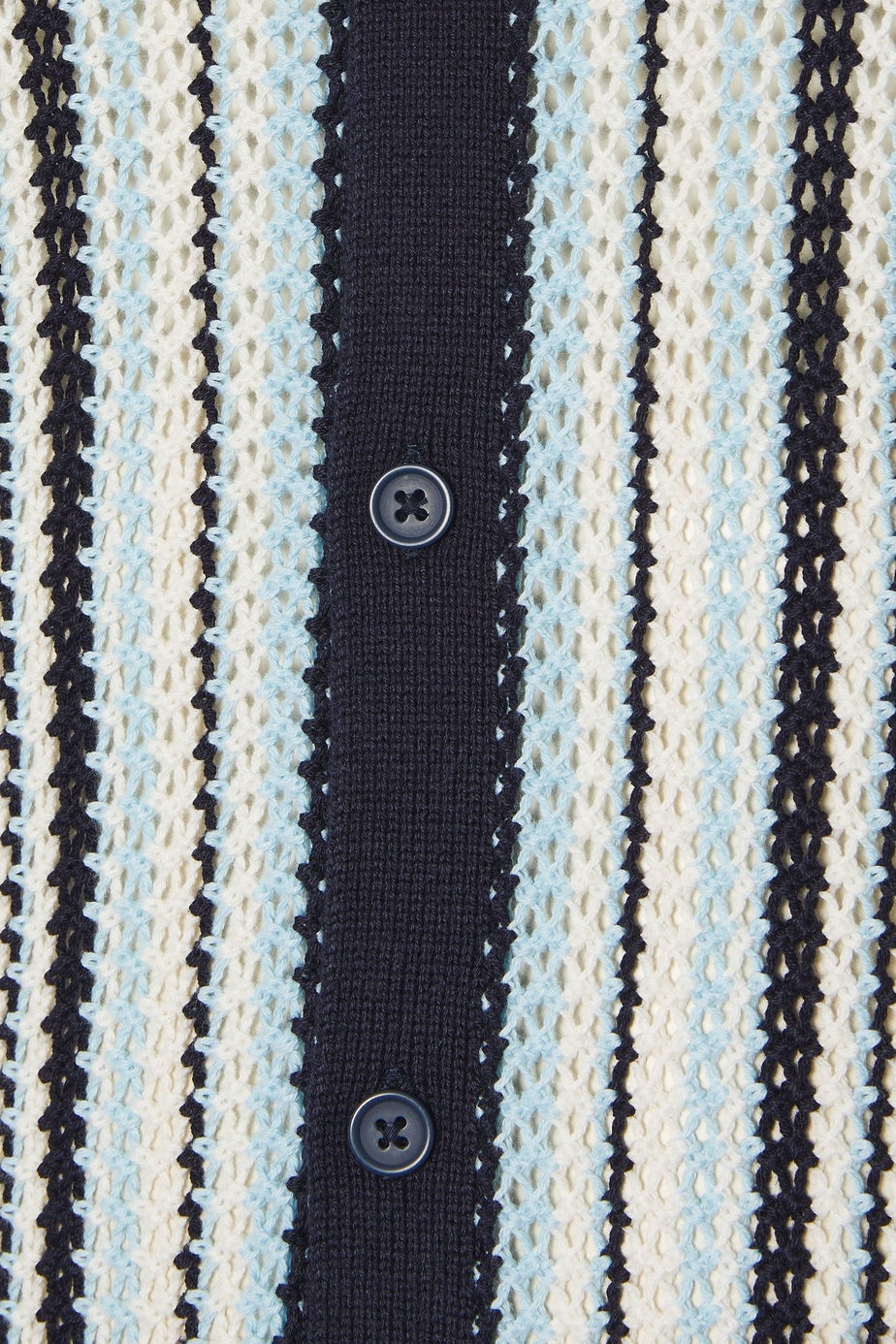 BadRhino Blue & White Stripe Knitted Revere Collar Shirt