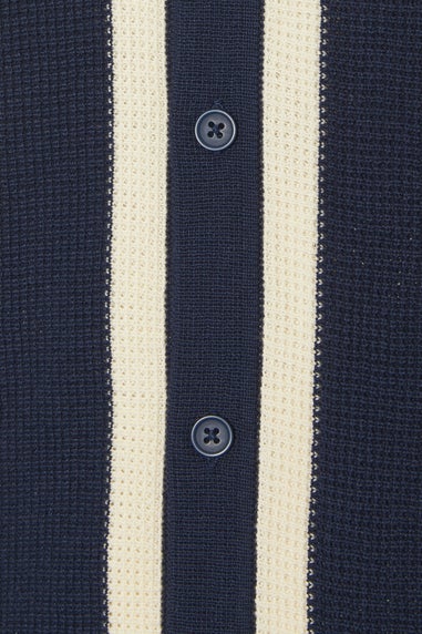 BadRhino Navy Blue & Cream Stripe Knitted Shirt