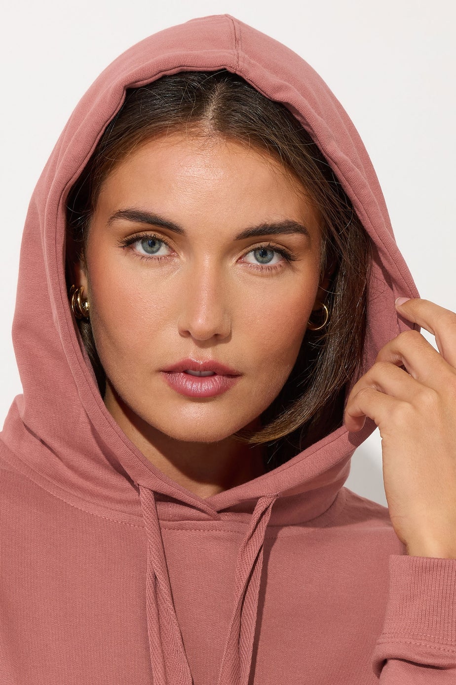 Long Tall Sally Coral Pink Jersey Drawcord Hoodie