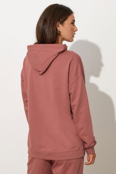 Long Tall Sally Coral Pink Jersey Drawcord Hoodie