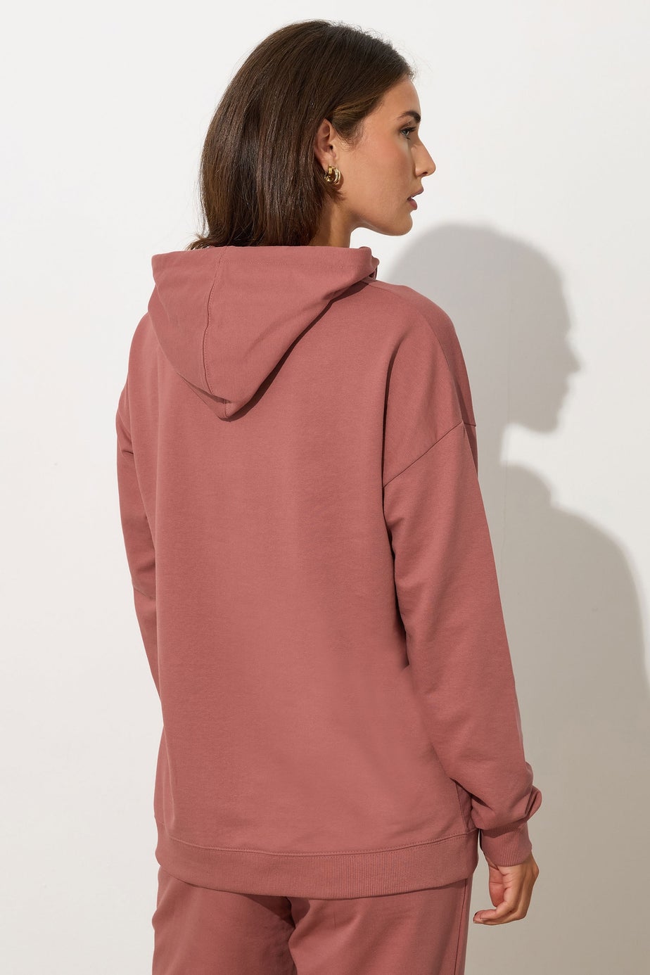 Long Tall Sally Coral Pink Jersey Drawcord Hoodie